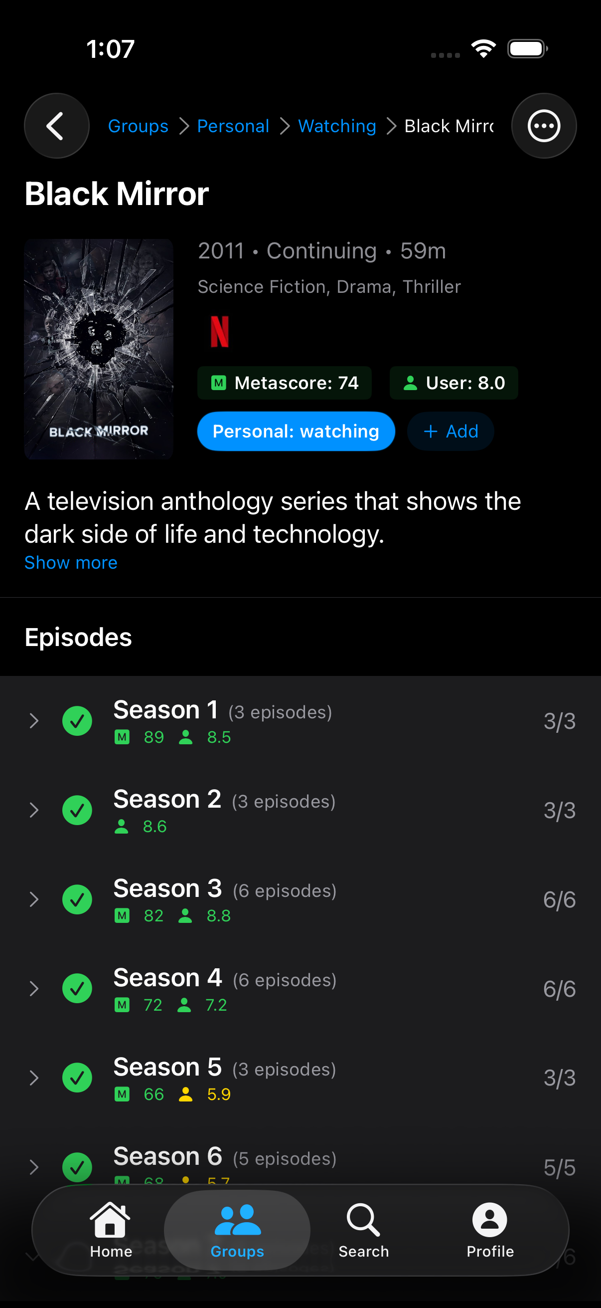 Show detail with seasons